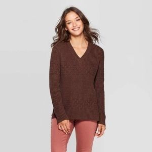 Universal Thread Brown V Neck Knit Sweater